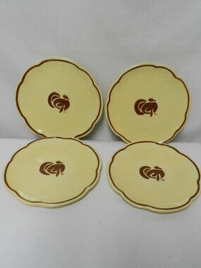 TAG Turkey Starter Salad Side Dessert Snack plate set 4 micro dish 8" yellow